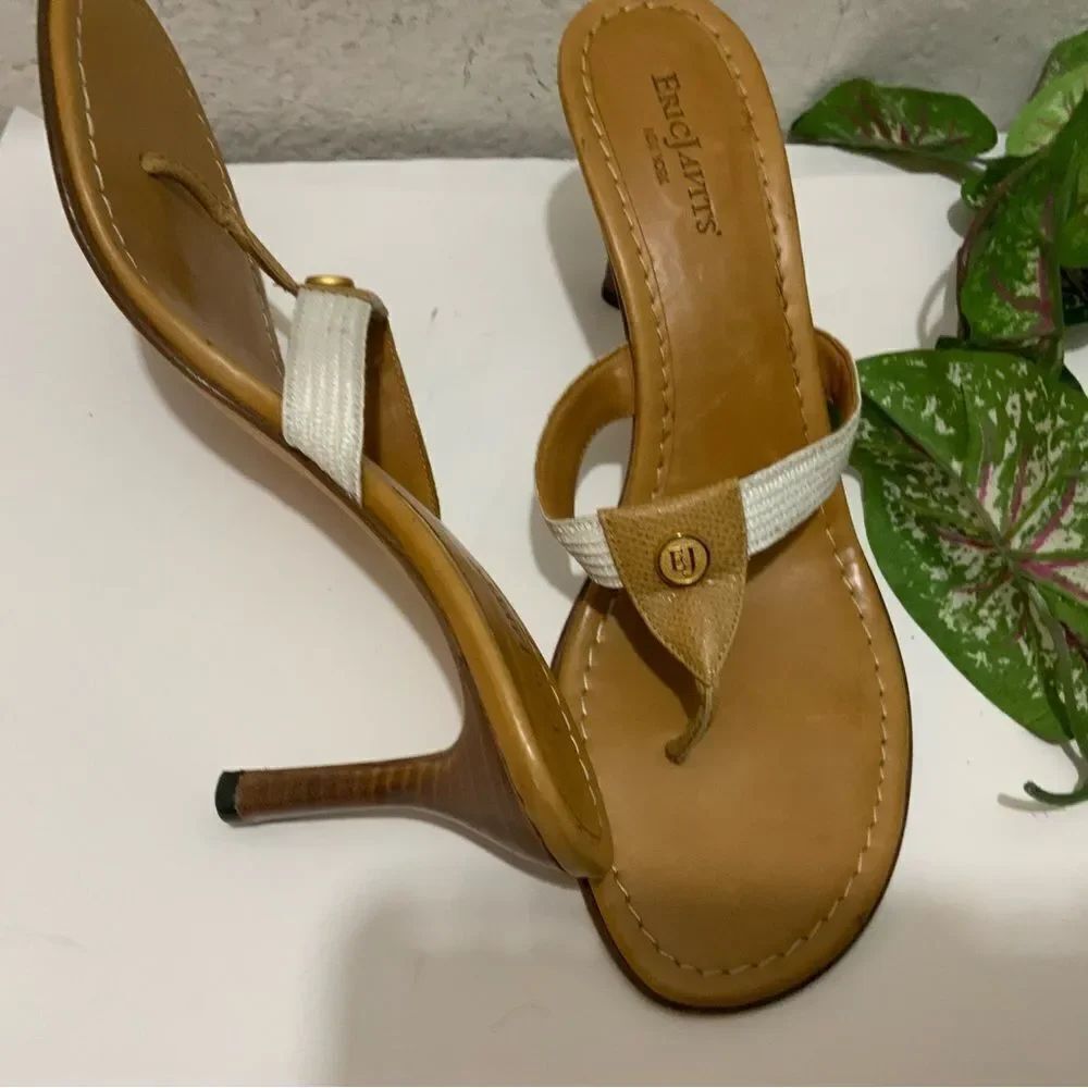 ERIC JAVITS' NEW YORK Brown & Gold Sandals 8.5 N - Picture 8 of 9